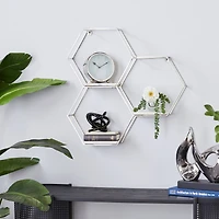 26" Silver Marble Contemporary Wall Shelf