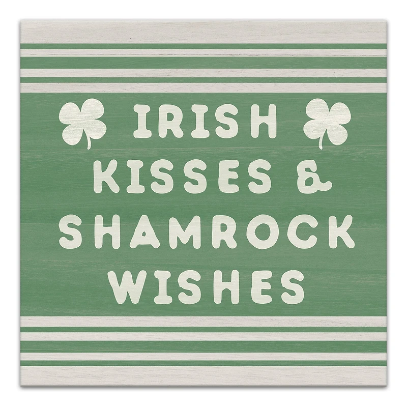 Irish kisses shamrock wishes 16" x 16" Canvas Wall Art