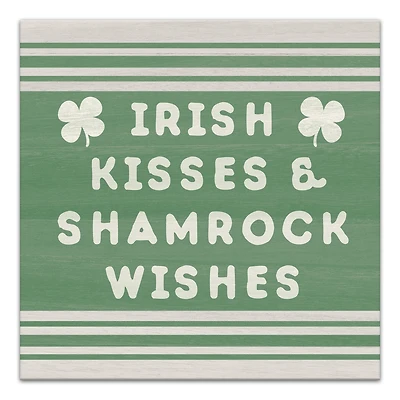 Irish kisses shamrock wishes 16" x 16" Canvas Wall Art