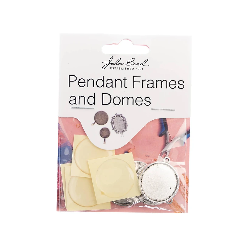 John Bead 22mm Antique Silver Round Pendant Frames, 4ct.
