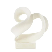 19.5" White Polystone Abstract Twisted Wave Decorative Sculpture with Elevated Base
