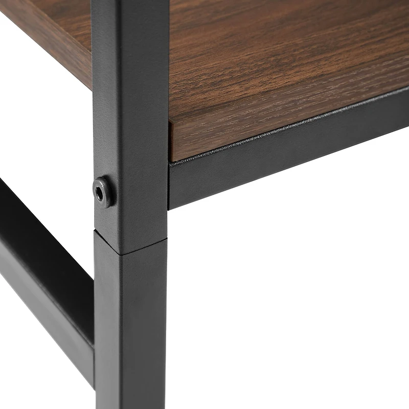 Walker Edison 56" Dark Walnut Industrial Ladder Desk with Storage