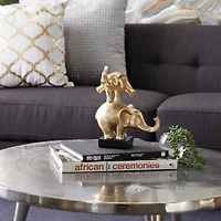 Gold Polystone Contemporary Elephant Sculpture, 10" x 8" x 6"