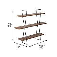 Honey Can Do 28" Three-Tier Decorative Metal & Wood Wall Shelves