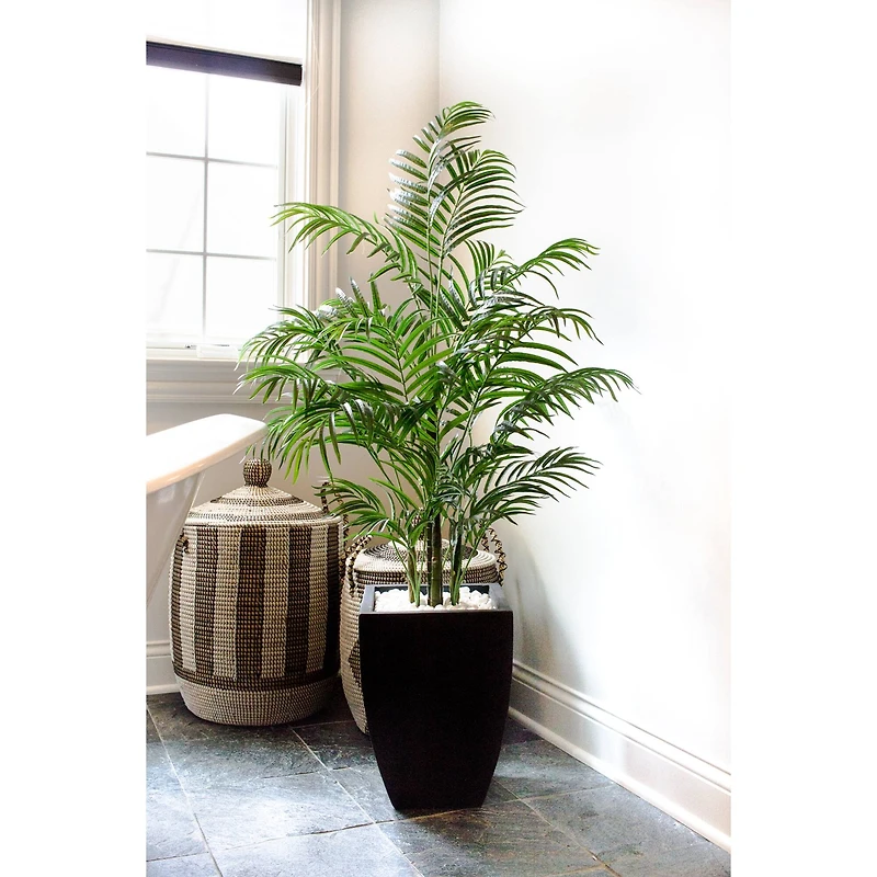 4.5ft. UV Resistant Areca Palm Tree with Black Wash Planter