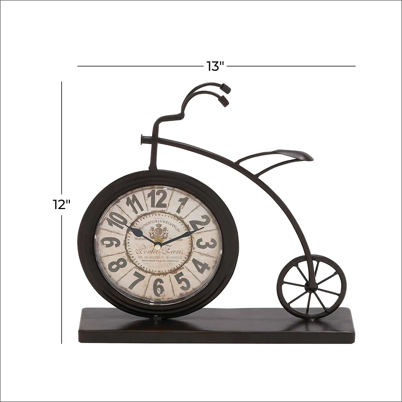 13" Brown Metal Penny-Farthing Clock