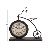 13" Brown Metal Penny-Farthing Clock