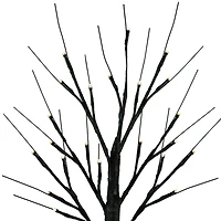 24" LED Lighted Black Halloween Twig Tree, Warm White Lights