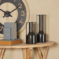 The Novogratz Black Metal Vase with Handles Set of 2 16", 12"