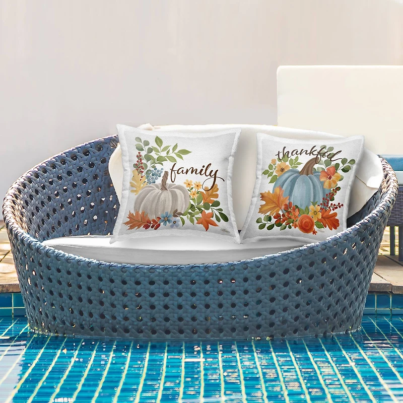 Stupell Industries Family Thankful Fall Pumkin Outdoor Printed Pillow