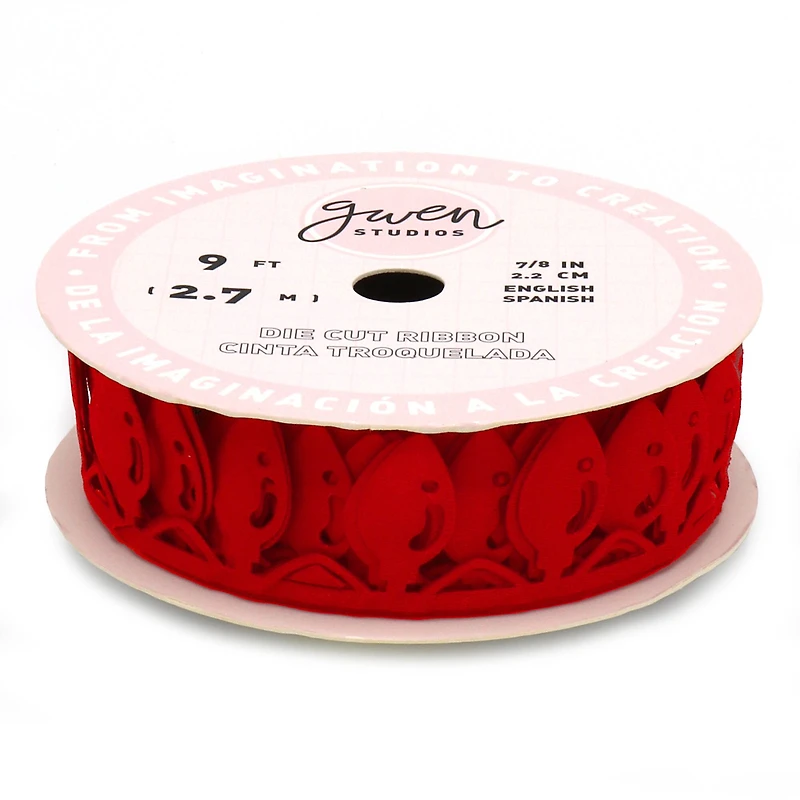 Gwen Studios 7/8" x 3yd. Die Cut Holiday Lights Christmas Ribbon