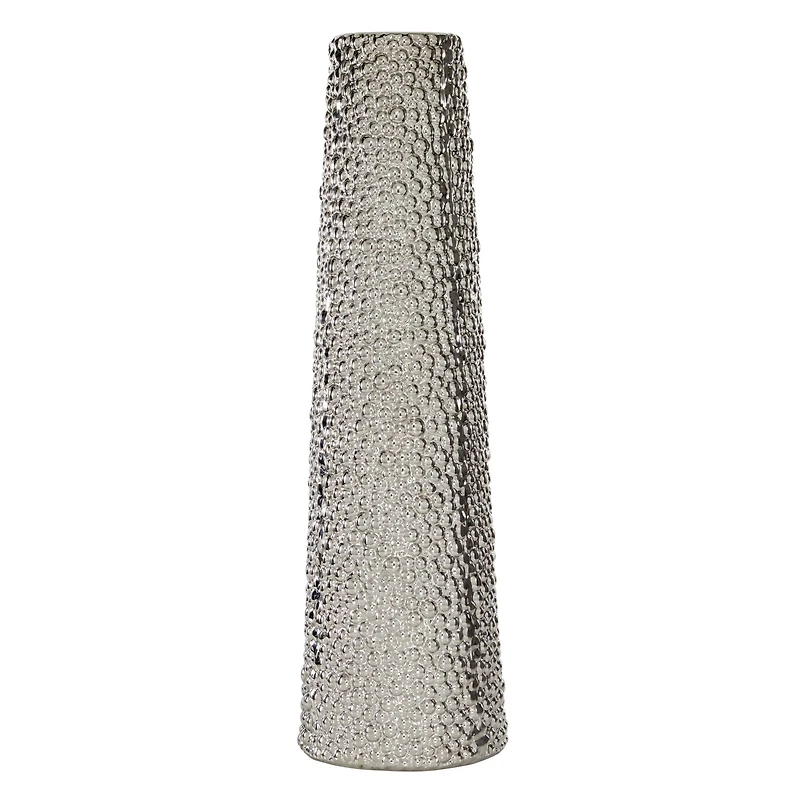 Silver Ceramic Glam Vase, 26" x 7" x 7"