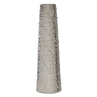 Silver Ceramic Glam Vase, 26" x 7" x 7"