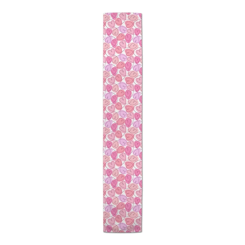 Pink Interconnected Heart Twill Table Runner
