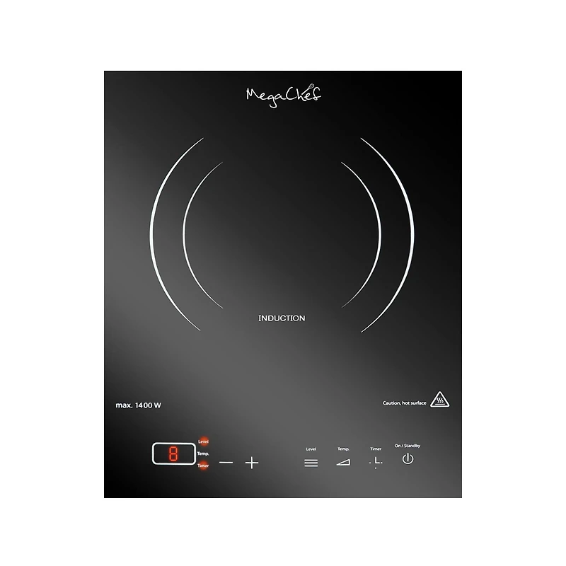 MegaChef Portable 1400W Single Induction Countertop Cooktop With Digital Control Panel