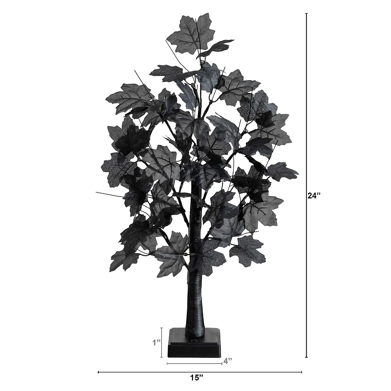 2ft. Pre-Lit Artificial Halloween Black Maple Tree with 24 Orange & Purple LED Lights