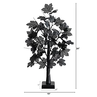 2ft. Pre-Lit Artificial Halloween Black Maple Tree with 24 Orange & Purple LED Lights