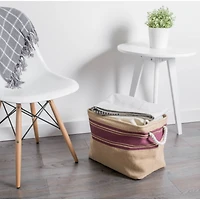 DII® 9" Wine Border Rectangle Burlap Bin