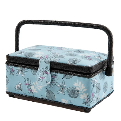 Dritz® Light Blue Floral Small Rectangular Sewing Basket
