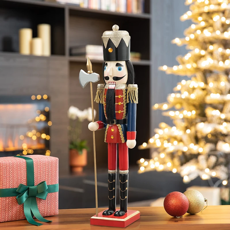 Glitzhome® 24" Wooden Christmas Soldier Nutcracker