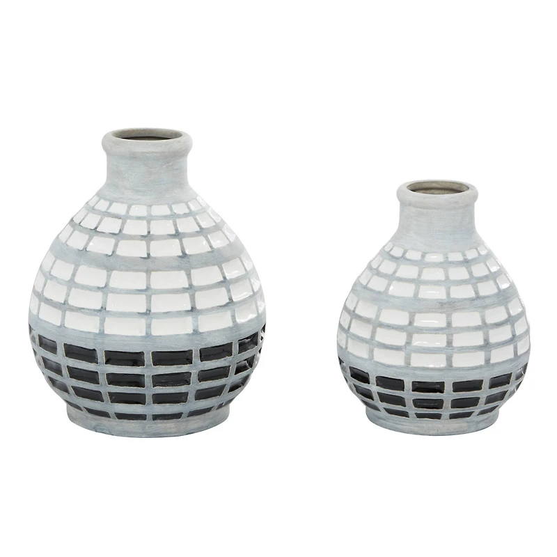 Gray Ceramic Coastal Vase Set