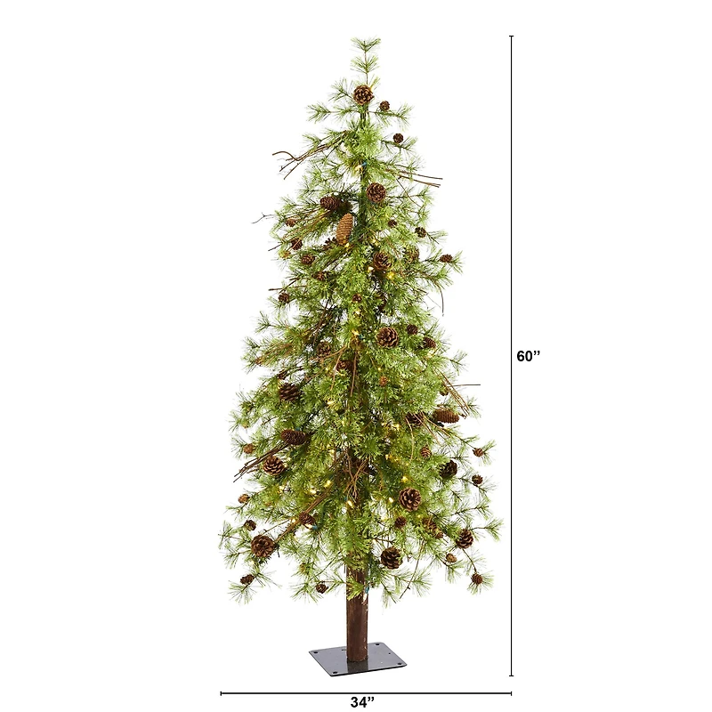 5ft. Pre-Lit Wyoming Alpine & Pinecone Artificial Christmas Tree, Clear LED Lights