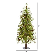 5ft. Pre-Lit Wyoming Alpine & Pinecone Artificial Christmas Tree, Clear LED Lights