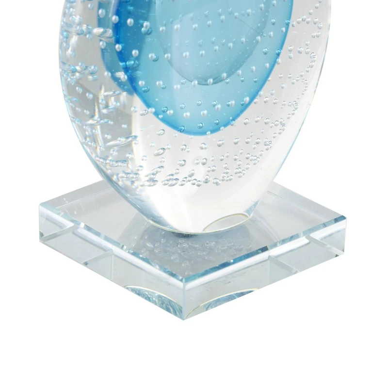 13" Blue Glass Abstract Teardrop Sculpture