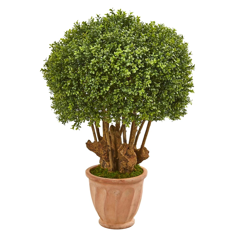 3.3ft. Boxwood Artificial Topiary Tree in Terracotta Planter