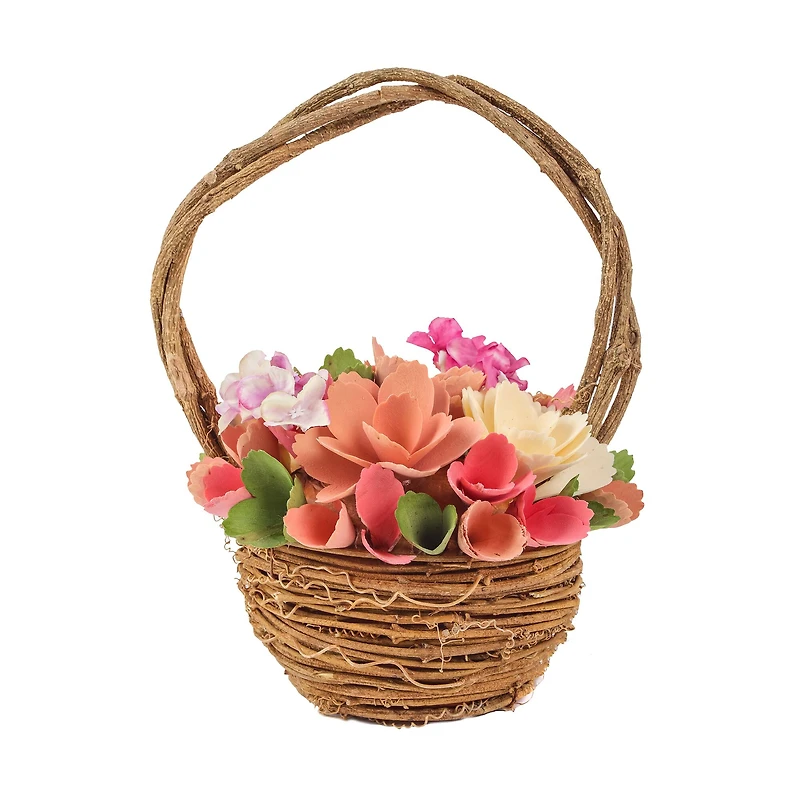 10" Pink Spring Floral Basket