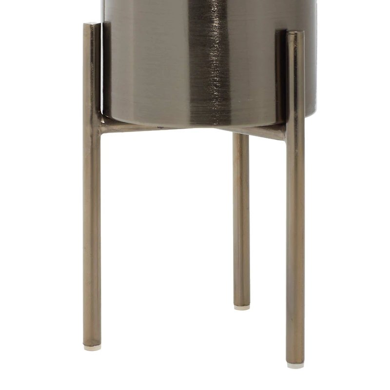 Dark Silver Metal Contemporary Planter Set
