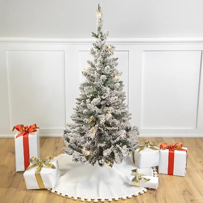 4ft. Pre-Lit Flocked Pine Slim Artificial Christmas Tree, Clear Lights