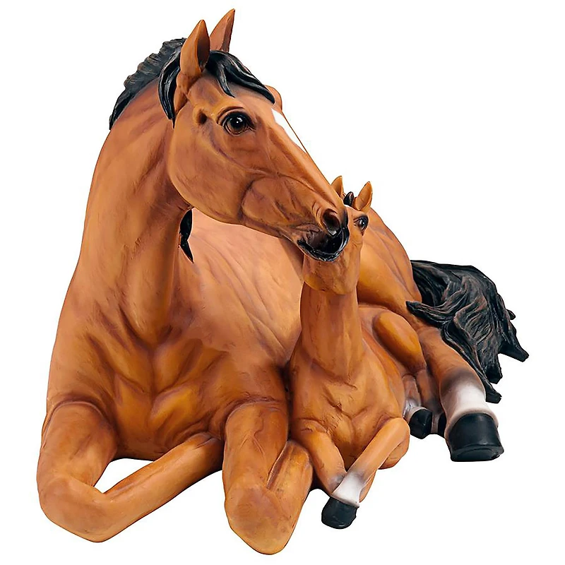 Design Toscano 17.5" Motherly Love Pony Foal & Mare Horse Statue