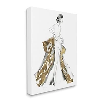 Stupell Industries Elegant Fashion Female Glam Coat Evening Dress Canvas Wall Art