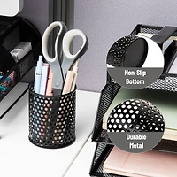 Mind Reader Metal Pen Cups, Mesh Pencil Holders, Desktop Organizer Set, Metal, Set of 3, Black