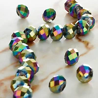 Black AB Large Hole Faceted Glass Rondelle Beads by Bead Landing