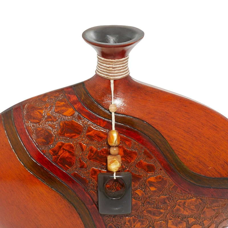 15" Brown Polystone Eclectic Vase