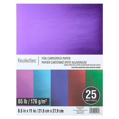 12 Packs: 25 ct. (300 total) Multicolor 8.5" x 11" Foil Cardstock Paper by Recollections™