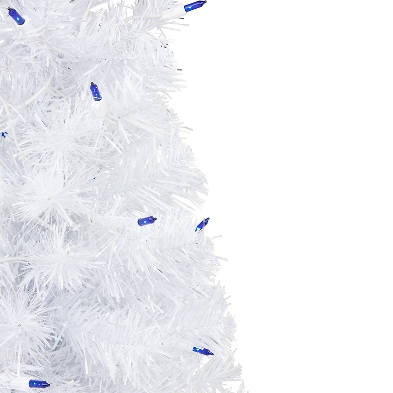 2ft. Pre-Lit White Iridescent Pine Artificial Christmas Tree, Blue Lights