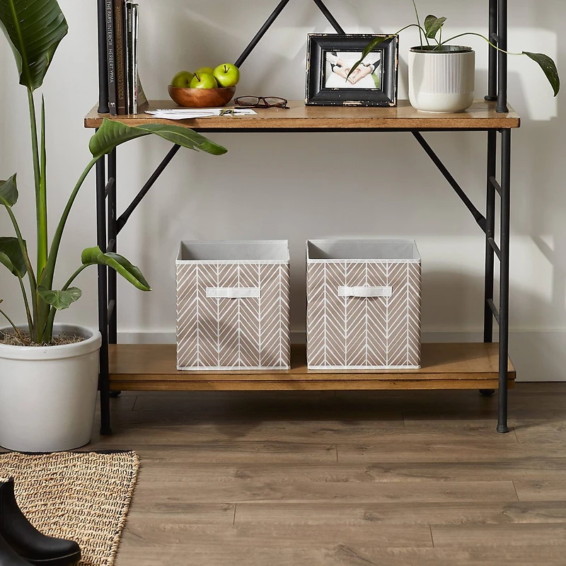 DII® 11" Stone Herringbone Storage Cube, 2ct.