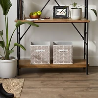 DII® 11" Stone Herringbone Storage Cube, 2ct.