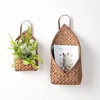 Woven Bamboo Basket Wall Pocket Set