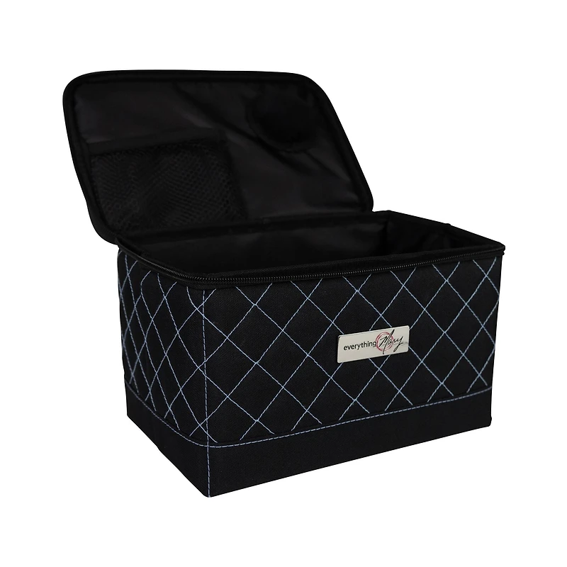 Everything Mary Black & Blue Quilted Collapsible Sewing Kit Organizer Box
