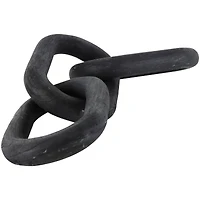 23" Matte Black Distressed Wood 3-Link Chain Sculpture