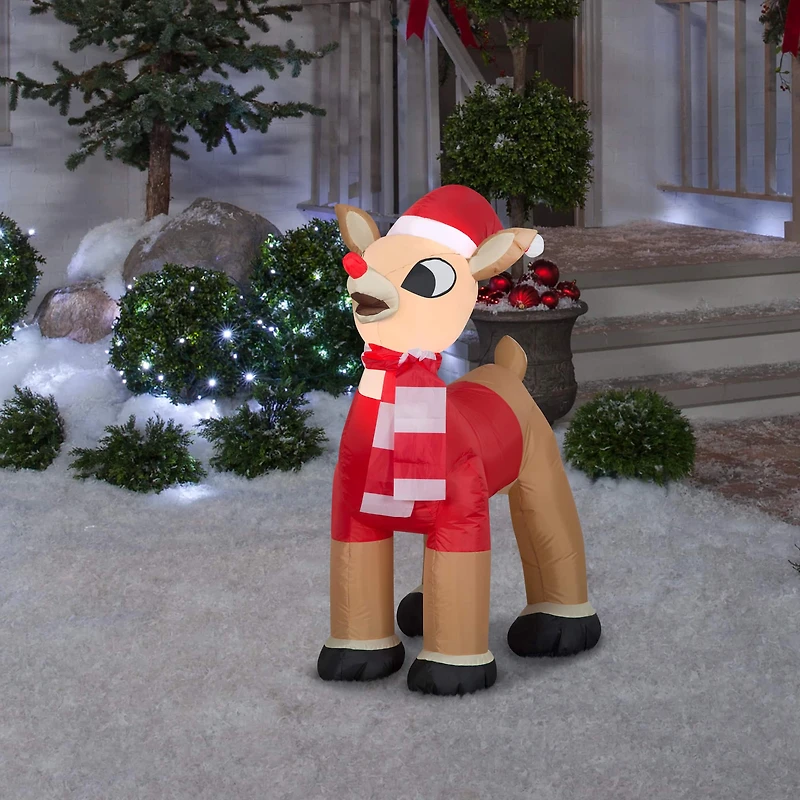 3.5ft. Airblown® Inflatable Christmas Standing Rudolph in Santa Hat