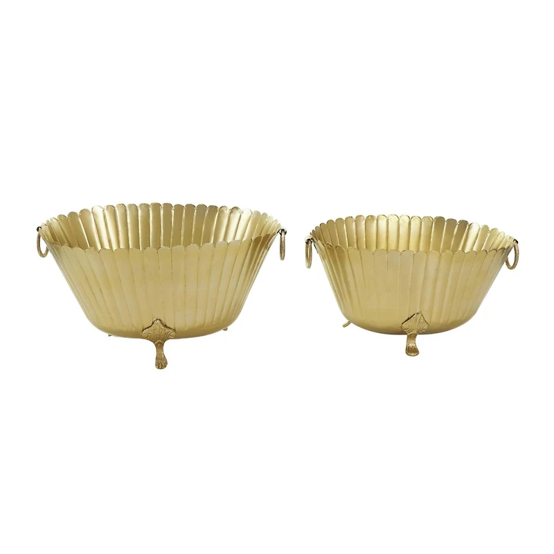 Gold Metal Planter Set