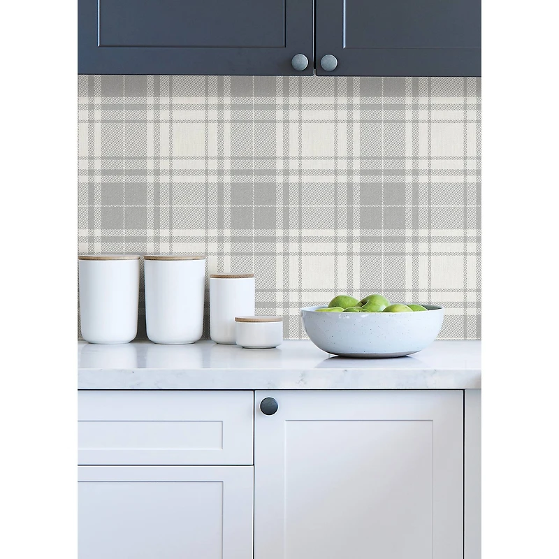 InHome Franklin Plaid Gray Peel & Stick Wallpaper