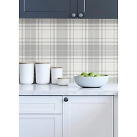 InHome Franklin Plaid Gray Peel & Stick Wallpaper