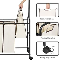 Brown Heavy Duty Laundry Sorters Cart