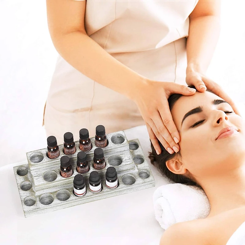 NEX™ 4-Tier Whitewash Essential Oils Storage Rack for 3mL to 20mL Bottles